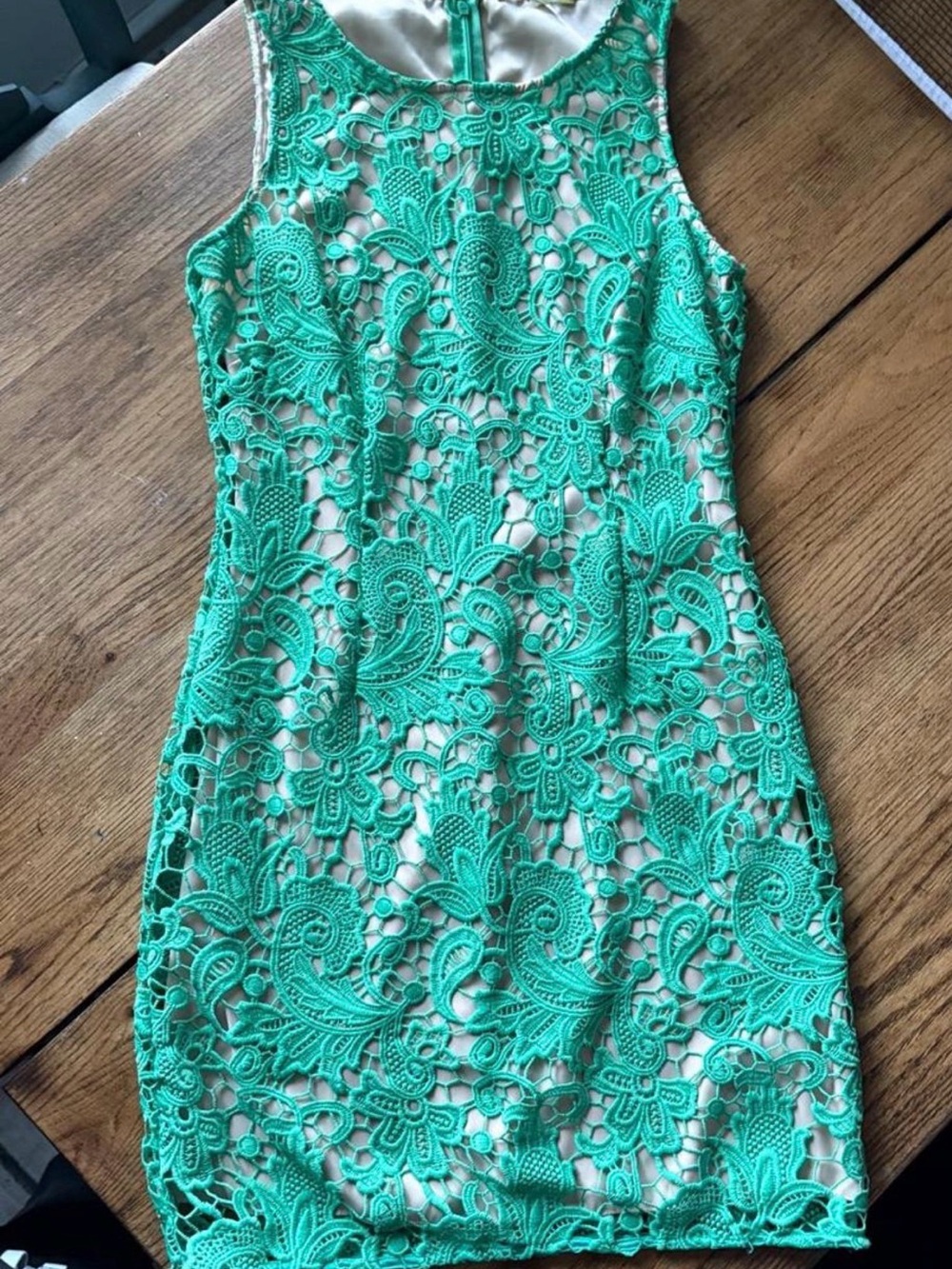 Gianni Bini Mint Green Floral Lace Mini Dress